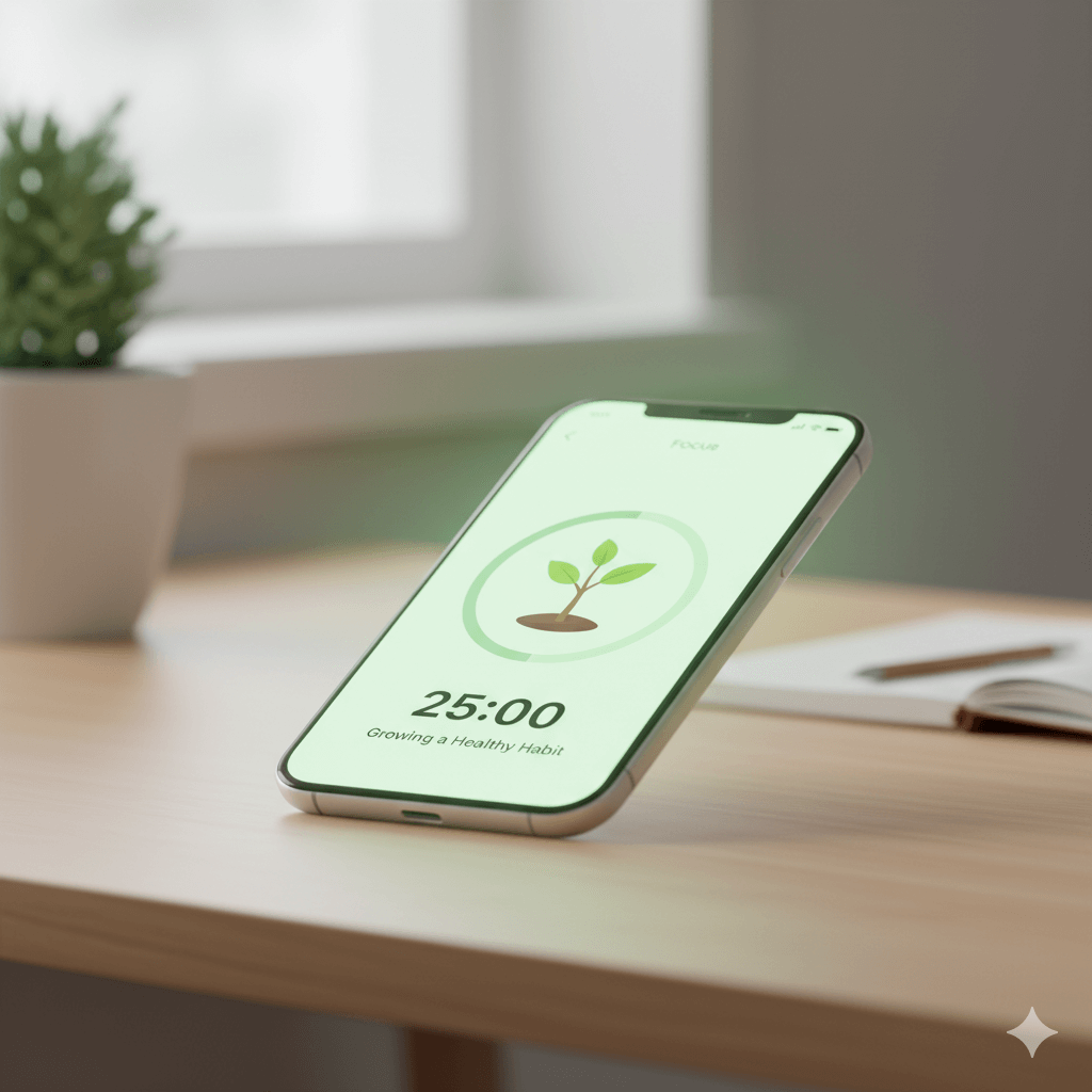 Using apps like Forest to encourage focused screen-free time.&rdquo;