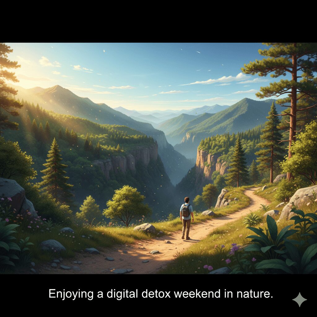 Enjoying a digital detox weekend in nature.&rdquo;