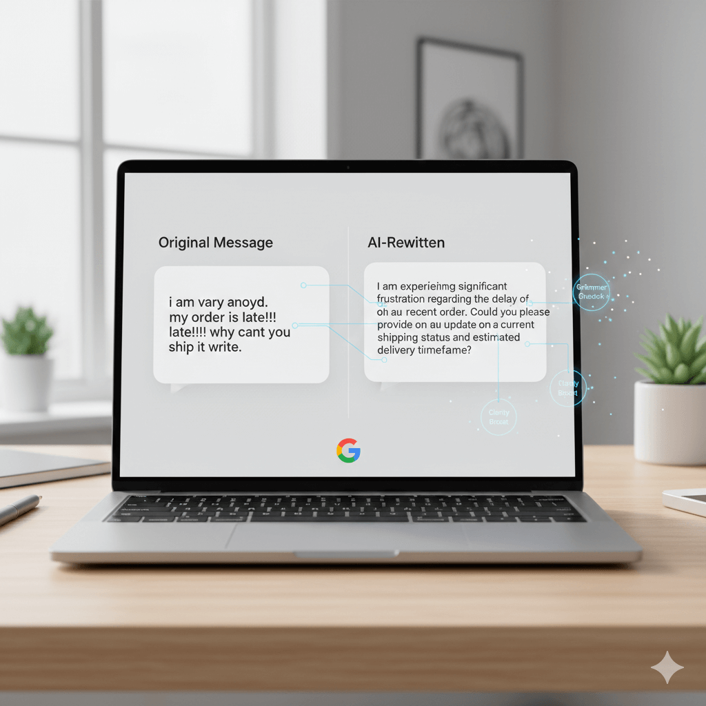 AI rewriting customer support message