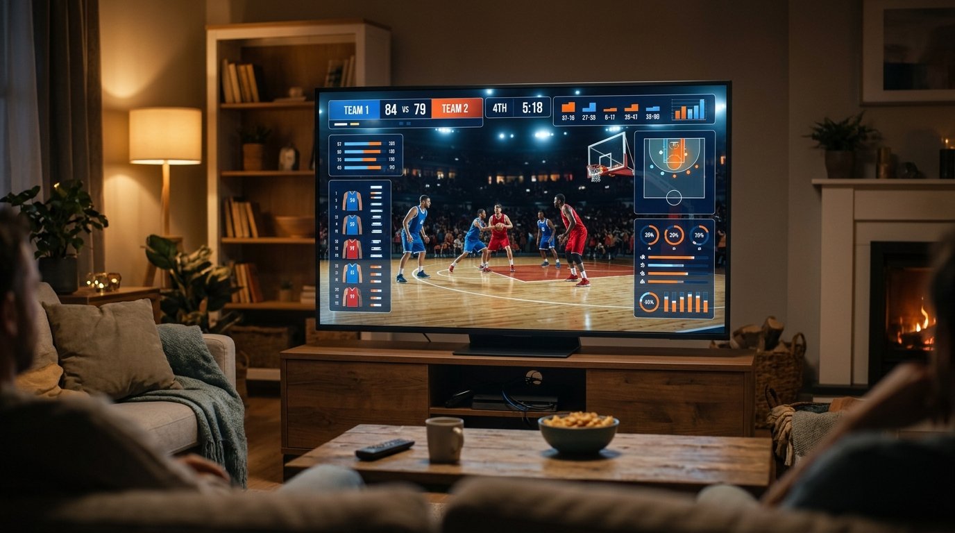 Television screen showing a live sports broadcast stream