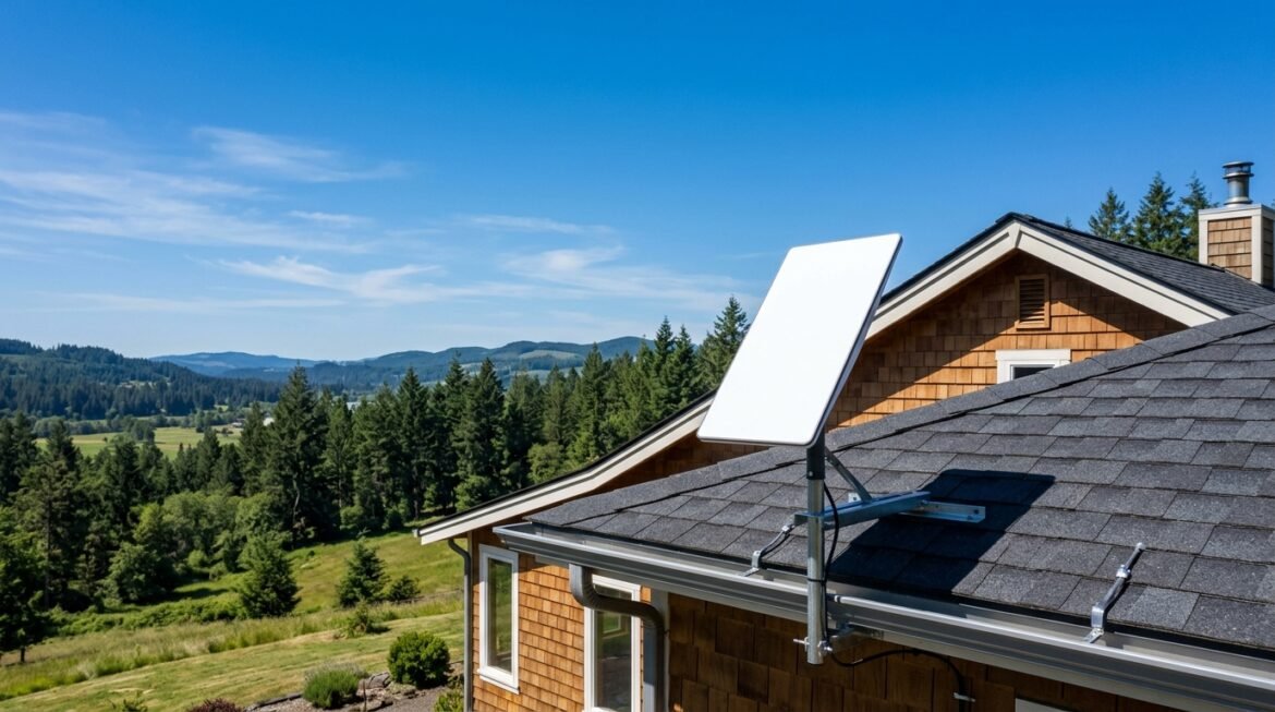Starlink satellite dish terminal installed on a residential roof